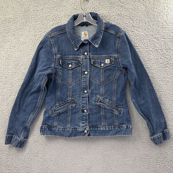 Carhartt Jackets & Blazers - Carhartt Denim Jean Jacket Snap Button WJ001 Outdoor Travel Pockets Women's M
